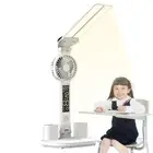 LED Desk Lamp USB Dimmable Touch with Calendar Clock Mini Fan Table Night Light