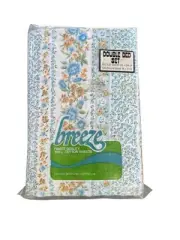 Vintage BREEZE Double Bed Sheet Set 100% Cotton Blue Floral