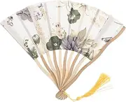 EXQUIMEUBLE Silk Cloth Fan Handheld Folding Fans Silk Cloth