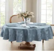 Newbridge Luxury Barcelona Blue Tablecloth, 100% Polyester-60"x84" Oval
