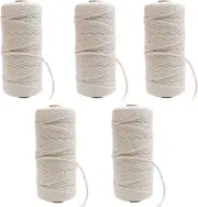 Macrame Cord Valuehall 5 Rolls 3Mm 109 Yards Natural Cotton Macrame Rope 4-St...