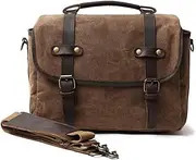 Camera Bag Fashion Leather Shoulder Bag Hand Bags Fit for Nikon Fit for Sony Lens Pouch Bag Waterproof Photo Bag(Kahaki)