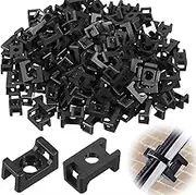 Wzenclave 100Pcs Cable Tie Mount Base Saddle Type Mount Wire Holder Zip Tie Holder Wire Clamps Saddle Shaped Nylon Fixing Seat for Cables ZipTie Wire Management Wall Desk Baseboard Home Office