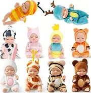ZFLYCANP 10 Pack Baby Doll, Adjustable Mini Reborn Baby Dolls, Exquisite Mini Baby Doll for Girls Boys Birthday Christmas