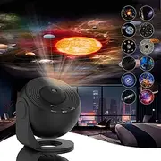 Galaxy Projector for Bedroom, HD Image Star Projector Galaxy Light Adjustable Knob, 12 Film Discs Planetarium Projector for Kids, 360° Rotating 1/2h Timer Simple 3-Button Control Night Light