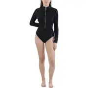 Seafolly Womens Black Zip Front Surfsuit One-Piece Swimsuit 14 BHFO 2542
