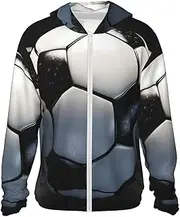 [FHEDVBN] Men's UPF 50+ Soccer Ball Sun Protection Hoodie Long Sleeve Rash Guard Hiking Running Workout Shirt