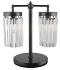 18 Black Iron Two Light Cylinder Bedside Table Lamp With Clear Cylinder Shade