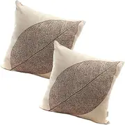 iplusmile 2Pcs Leaves Pattern Throw Pillow Cover Minimalist Linen Pillow Case for Sofa Decoration Comfortable and Wear Resistant Chic Cotton Linen Blend