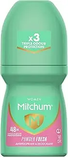 Mitchum Women’s Antiperspirant Deodorant, Roll-On Applicator, Powder Fresh Scent, 48HR Sweat & Odor Protection, Quick-Drying, Dermatologist Tested, 1.7 oz