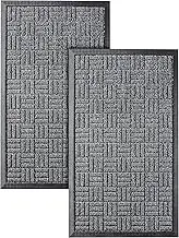 HOMWE Front Door Mats, 2 Pc Set, 29.5 x 17, All Weather Entry and Back Yard Door Mat, Indoor and Outdoor Safe, Non-Slip Rubber Backing, Absorbent and Waterproof, Dirt Trapping Rugs for Entryway