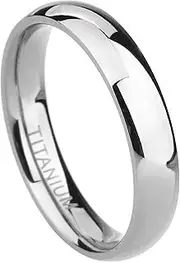 [Wozya] Mens Wedding Band Polished Women Titanium Simple Engagement Classic Rings Black Silver Color Lady