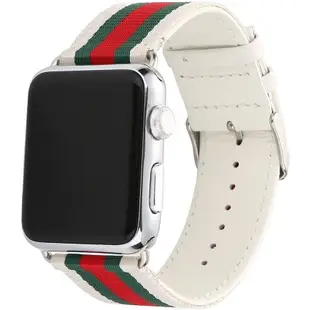 適用於蘋果手錶 Apple watch 尼龍古馳經典條紋錶帶 iwatch 4/5/6/7代 40 44 41 45mm