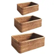 Rectangular Rattan Storage Basket Weaving Wicker Basket Bread Fruits Food Trays.