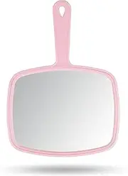 Gladmart Hand Mirror Salon Barber Hairdressing Handheld Mirror with Handle (Square Pink 7.4 x 10.3 inches)