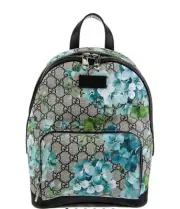New W/Tag Gucci Supreme Blooms Day Backpack Print GG Coated Canvas Small Blue