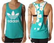 Adidas Originals Pharrell Williams Kauwela Tank Top Sexy Back Flowers Turquoise