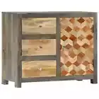 Side Cabinet Grey 75x30x60 cm Solid Mango Wood