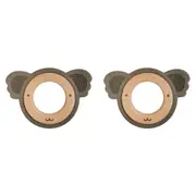 2x Urban Koala 8cm Silicone/Wood Teether Ring Baby/Infant Feeding Green/Natural