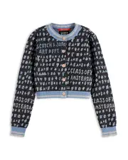 Scotch & Soda Girls' Slim Fit Cropped Jacquard Button Cardigan - Little Kid, Big Kid