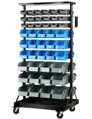 Giantz 90 Bins Storage Rack Warehouse Work Garage Tools Parts Shelving Wheels