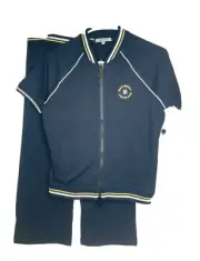 Max Sport Womens Athleisure Full Zip Top & Crop Pants Tracksuit Set Casual Med