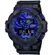 【CASIO 卡西歐】G-SHOCK 絕對強悍虛擬視覺搶眼運動雙顯錶-藍配色X黑(GA-700VB-1A)