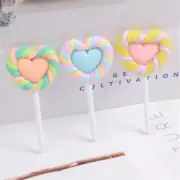 6-pack Polymer Clay Heart Lollipop Craft Charm Slime Jewelry Findings 37x20mm
