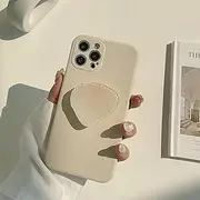 Case for iPhone 13 mini - Stylish Beige Shell Pattern with Foldable Stand, Soft Plush Lining, Minimalist Design, Soft TPU Material, Shockproof and Durable