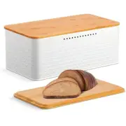 Bread Bin with Bamboo Lid &Cutting Board Lid Bread Storage Container Storage Box