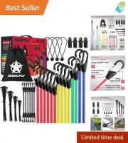 129-Piece Heavy Duty Bungee Cord Set: Elastic Ropes and Hooks for Outdoor Use