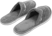 NOLITOY Hotel Slippers Men Slipper Pedicure Slippers Mens Sandals Slippers for Men Home Slippers for Women Woman Guest Mens Slippers Comfy Reusable Slippers Plush Coral Fleece Grey