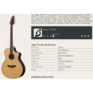 亞洲樂器 Breedlove Stage C25/SRe 全單板電民謠吉他 附硬盒