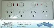 4 Quad Double Pole GPO Power Point Quad Socket Outlet with NEON 4 Way 4 Gang