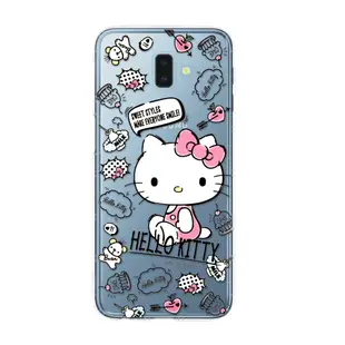 【Hello Kitty】Samsung Galaxy J6+ / J6 Plus 花漾系列 氣墊空壓 手機殼(塗鴉)