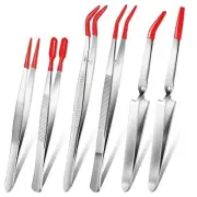 6 Pieces Tweezers with Rubber Tips -Lock Tweezers PVC Coated Tweezers9686