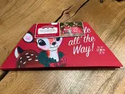 Retro Style Felt Christmas Tree Stand Cover Reindeer "Jingle All the Way!" New