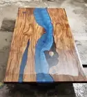 6'x3' Rectangle Epoxy Resin Table Top Walnut Live Edge Dining Table Indoor Decor