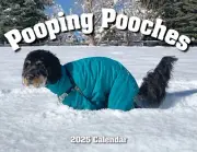 2025 Pooping Pooches Dog Calendar, White Elephant Gag Gift Exchange Yankee Swap