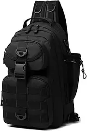 MGTCAR Fishing Lure Backpack Men Gear Box Storage Lure Chest Bag Multifunction Tactical Outdoor Travel Camping Sling Fish Tackle Bags(Black)
