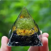 Crystals Stone Orgone Pyramid Energy Generator Natural Amethyst Peridot Q