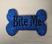 Handmade Blue Cheetah Bone Bite Me Dog Toy