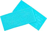 2Pcs NUZAMAS Tree Bark and Brick Wall Impression Moulds Silicone Mat Fondant Sugar Cut Flower Molding Decoration for Cupcake Wedding Cake Decoration(Green)