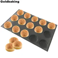 在飛比找蝦皮購物優惠-Goldbaking 矽膠麵包形式不粘烤盤穿孔漢堡模具鬆餅盤