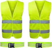 [HNFKOZ] 4Pcs High Vis Jackets, Kids High Vis Vest, High Vis, High Vis Jackets, Hi Vis Vests, Yellow Hi Vis Vest, Kids High Visibility Reflective Vest, High Vis Jacket with Reflective Strips for Kids Outdoor,