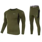 Men Thermal Underwear Set Quick Dry Tight Sweat Absorption Top Pants Base Layer