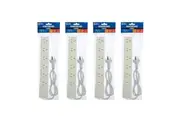 4PK The Brute Power Co Board 6 way 1m Cord Cable Socket 10A Outlet Strip White