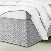 Box Spring Cover Queen Size with 16-Inch Drop-Easy Fit Wrap-Around Cover for Bed,Sleek Alternative to Bed Skirt,Mattress Protector Encasement(Silver, Queen)