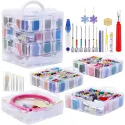 Magic Embroidery Cross Stitch Kit Punch Needle Hoop Starter Kit Floss Threads