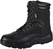 [Thowi] Men's Tactical Boots, Military Boots Army Boots Combat Boots With Side Zipper Black